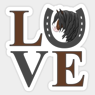 Brown Bay Gypsy Vanner Draft Horse LOVE Sticker